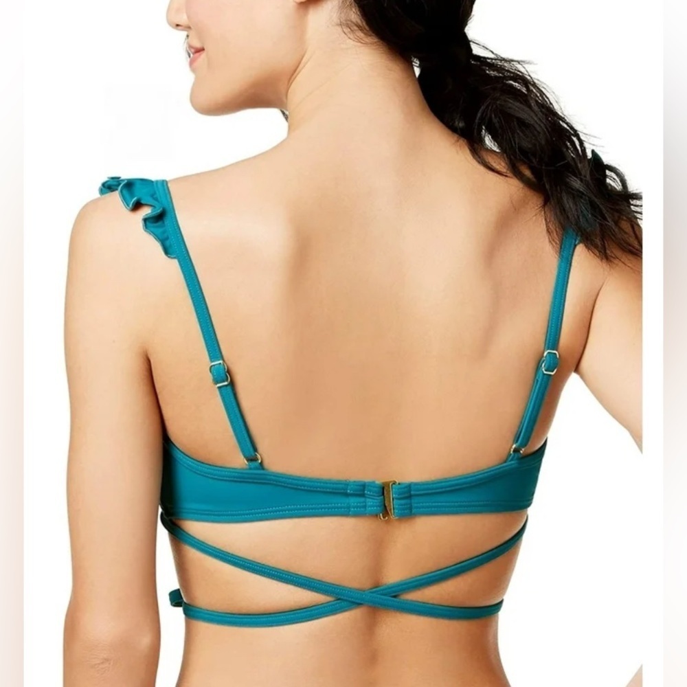 NWT Sundazed Jaded Green Bra-Sized Wrap Bikini Swim Top and Bottom Set 32C & XS - Picture 3 of 7